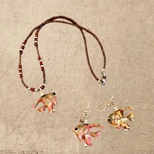 Goldfish Necklace and Earring Set